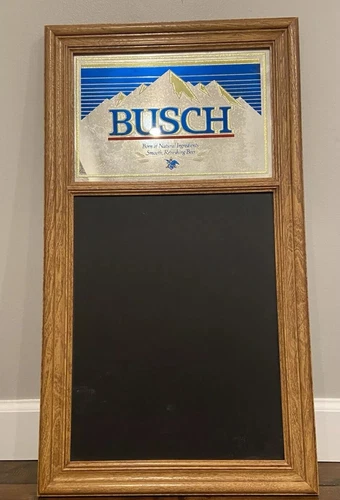 Busch Beer Vintage 1984 Mirrored Chalkboard Faux Wood Sign