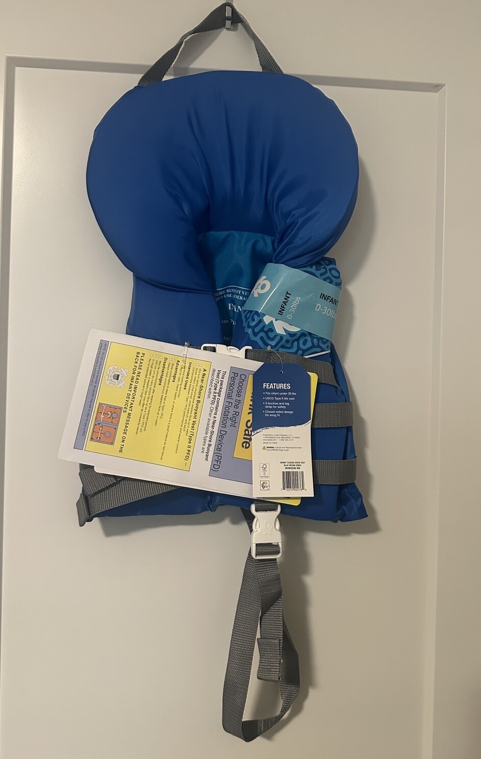 Chaleco salvavidas infantil X20, se adapta a menos de 30 libras, aprobado por USCG tipo II, azul