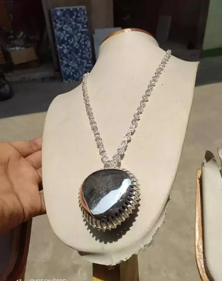 Collar Titanic Corazón del Océano 130Ct Zafiro Oro Blanco 14k Fn Artículo Listo Foto 4 de 4