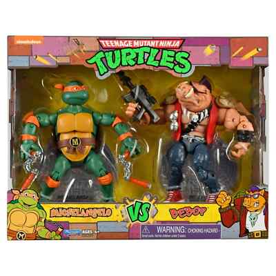 TMNT Michelangelo vs Bebop Teenage Mutant Ninja Turtles 2 PACK FIGURES - SEALED