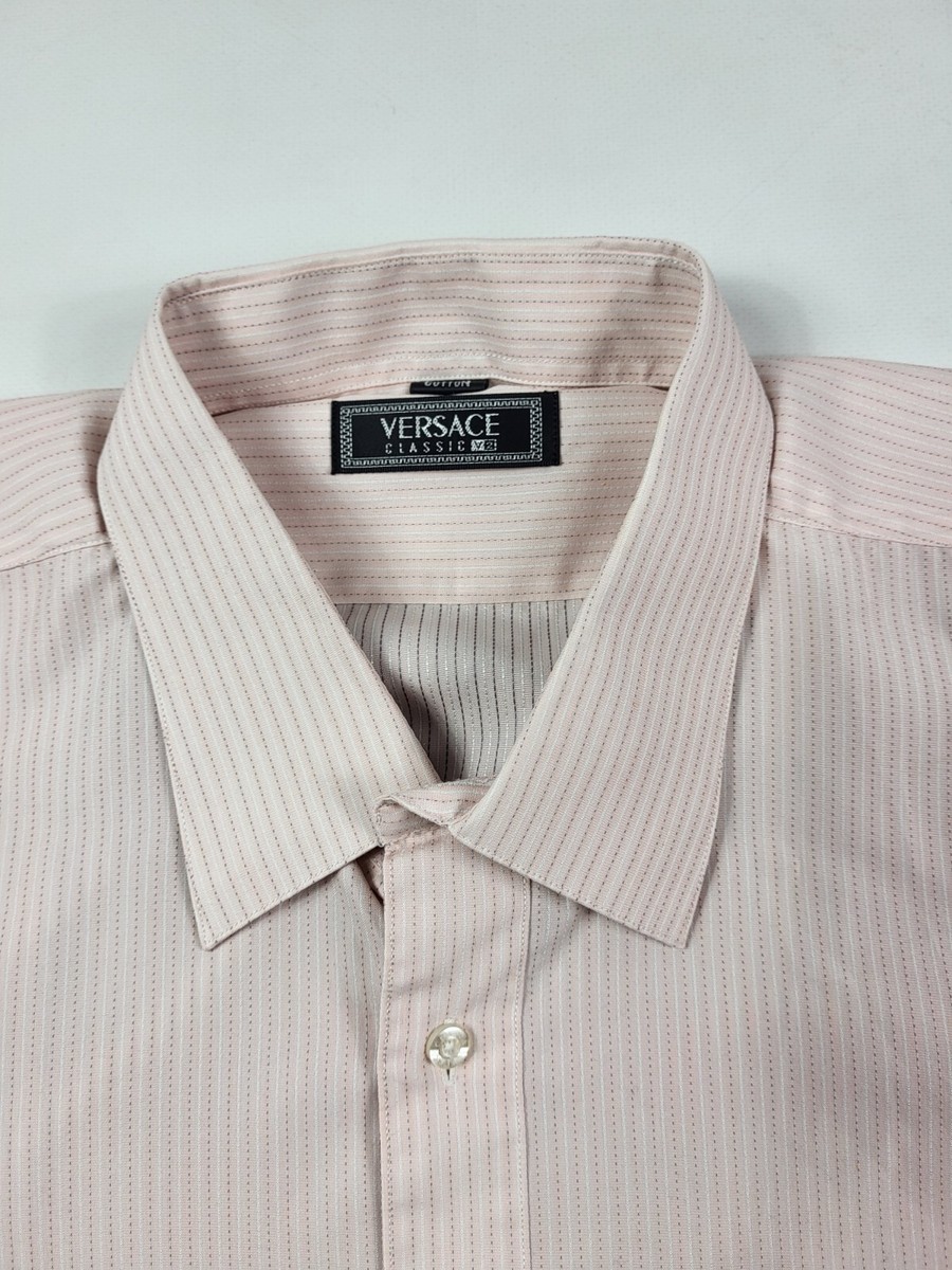 versace v2 shirt vintage buttoned 100% cotton pink classic s