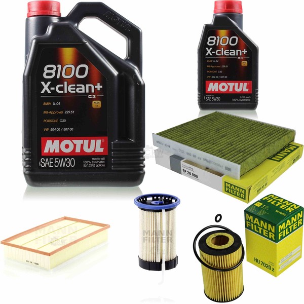 MANN-FILTER Inspektionspaket 6L Motul 5W-30 8100 X-Clean+ FüR Vw Passat Variant-image