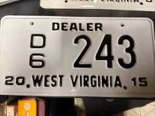 2015 WV West Virginia Dealer Plate Never Mounted 
