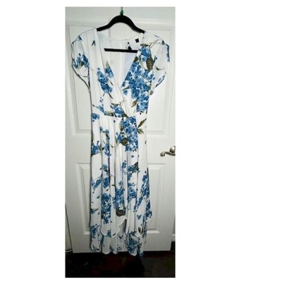 Lulus French Countryside White Floral Print High-Low Dress Size XL NWOT