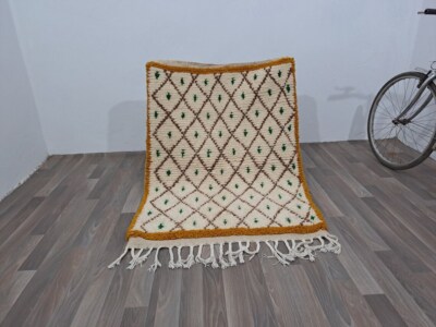 Kostüm Marokkanischer Weiß Teppich Marokkanischer Wollteppich Neu Rug Gelb Be...