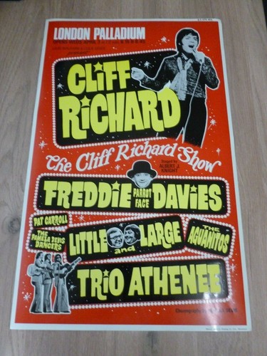 Cliff Richard Little & Large Freddie Davies Original Palladium Theatre Poster'74
