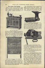 1906 PAPER AD CAR AUTO ARTICLE Autmo Tool Cabinet Anvil Bench Block Vise 