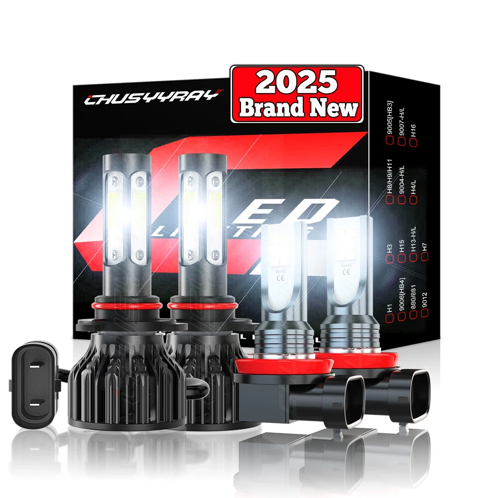 For Fiat 500 2012 - 2019 Combo 4X LED Headlight + Fog Light Lamp Bulbs Kit 6000K