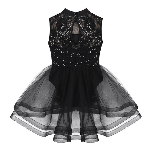 Kids Girls Sequins Mesh Splice Ballet Leotard Unitards Jazz Latin Dance Costume - Bild 50 von 50
