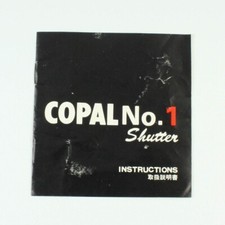 Copal Company - Copal No. 1 Shutter - Instruction Booklet - Manual