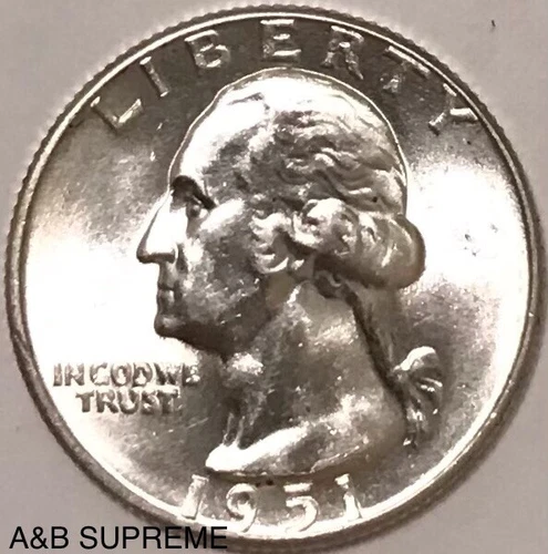 1951 D Washington Quarter From OBW Roll Estate CHOICE-GEM Bu Unc. 90% Silver