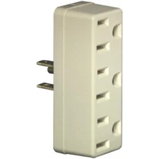 Leviton 697-I Grounding Adapter, 125 V, 15 A, 3 Outlet, Ivory