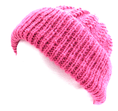 NEW ONEOFF Hand Knitted Pink Acrylic ARAN Womens Beanie Hat - Picture 5 of 8