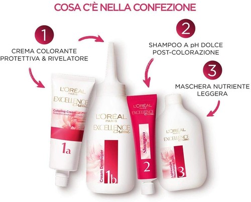 L'OREAL PARIS Tinta Copertura Capelli Bianchi EXCELLENCE Triplo Trattamento 3 pz - Picture 2 of 16