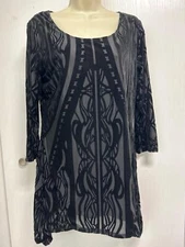 Style & co Top Size Medium Black Crushed Velvet Burnout SharkBite Holidays