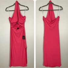 Lulu’s Catching Glances Cutout Halter Midi Dress Women’s Size L Ribbed Stretch