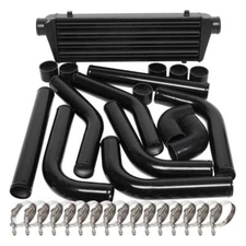 Universal 12Pcs 2.5" COUPLER + PIPING + INTERCOOLER KIT + T-Bolt CLAMPS BLACK