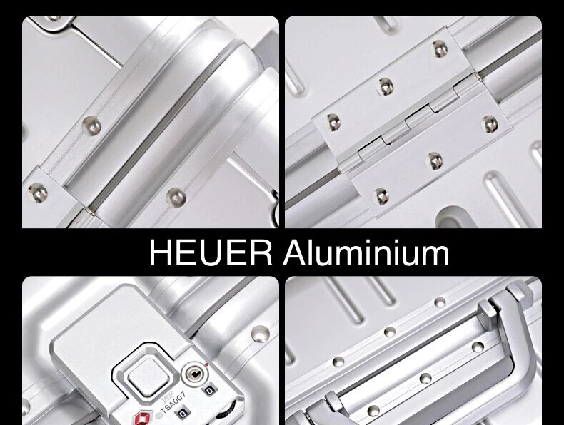 Koffer Reisekoffer Hartschale aus Aluminium Heuer "Line" Luxus Aluminium Koffer - Bild 3 von 4