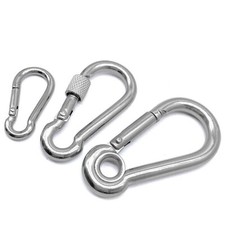 Locking Carabiner Clip Snap Hook Spring Loaded M4M5M6M7-M12 A2 Stainless Steel