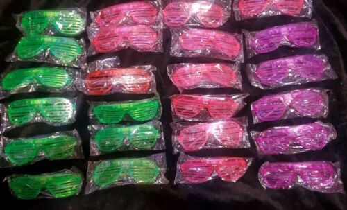 24 Shutter Slotted Light Up Flashing LED Novelty Sunglasses Birthday Party Gift