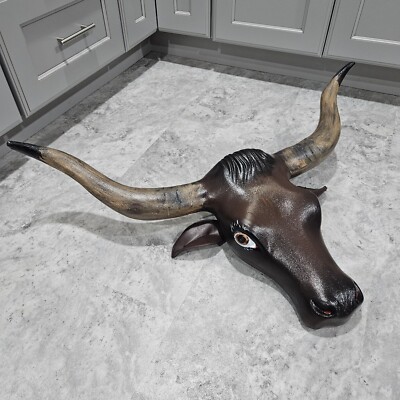 Hcp Longhorn Roping Head Custon Hand Painted Wall Hanging Folk Art Piece