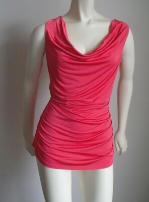 SALE! CACHE  SZ S Beautiful TOP BLOUSE SHIRT PINK Double layer, very silky drape