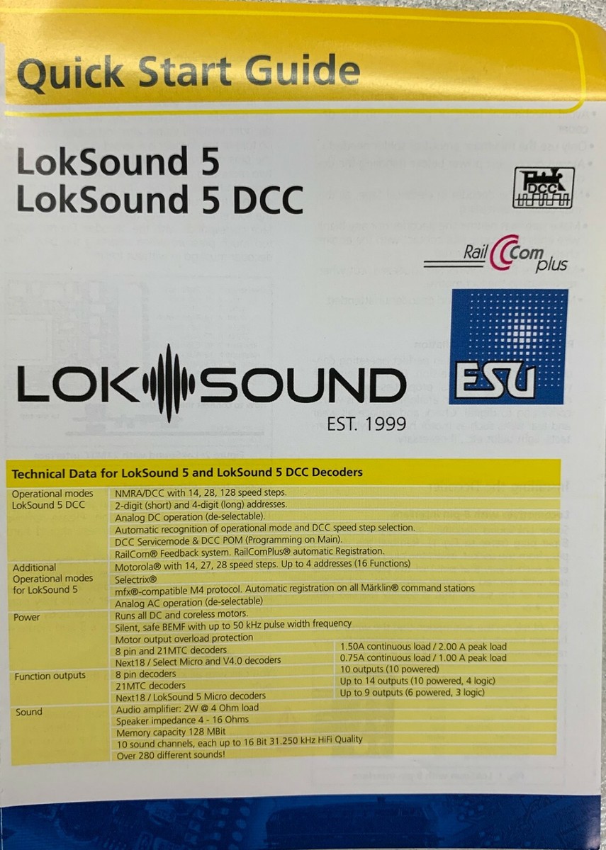 ESU 58429 LokSound 5 DCC 21 pin Sound Decoder FREE sound