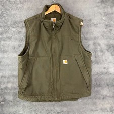 Carhartt Vest Mens Large Green 100002 Quick Duck Canvas Quilted Insulated Lining