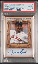 2024 TOPPS GILDED COLLECTION GOLD FRAMED HALL OF FAMERS AUTO JIM RICE /99 PSA 8