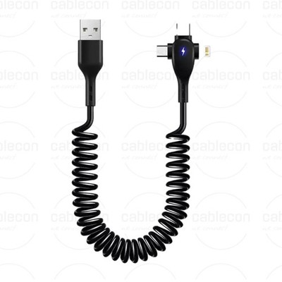 Micro USB Kabel Typ-C Spiralform Ladekabel für iPhone Samsung Handy Android Auto