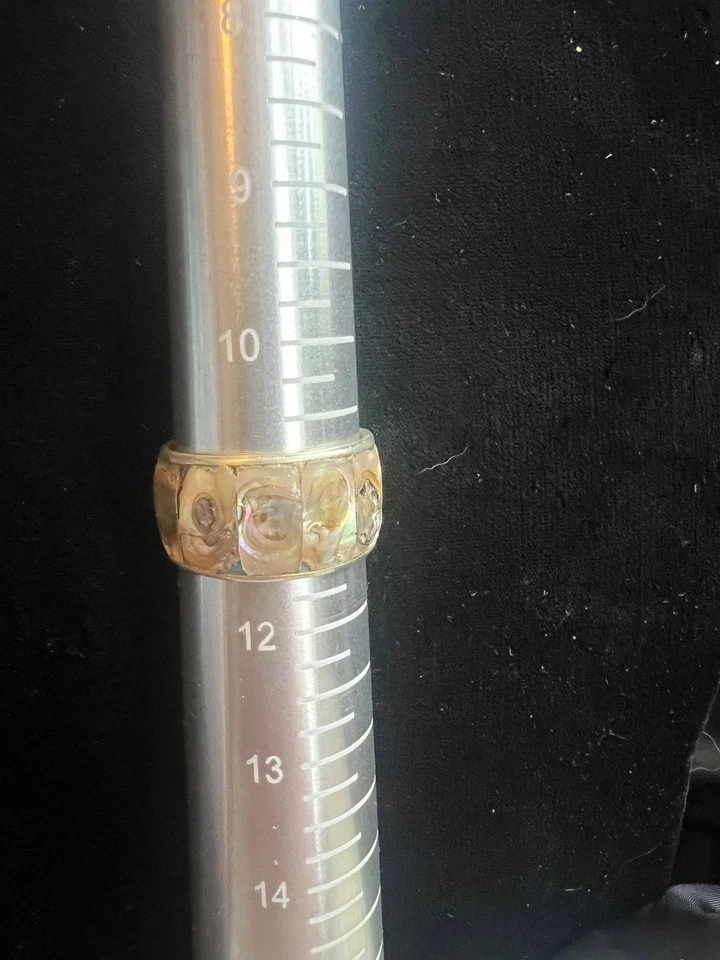 Anillo Banda Concha Abulón Incrustación México Plata Alpaca Talla 11 Foto 4 de 4