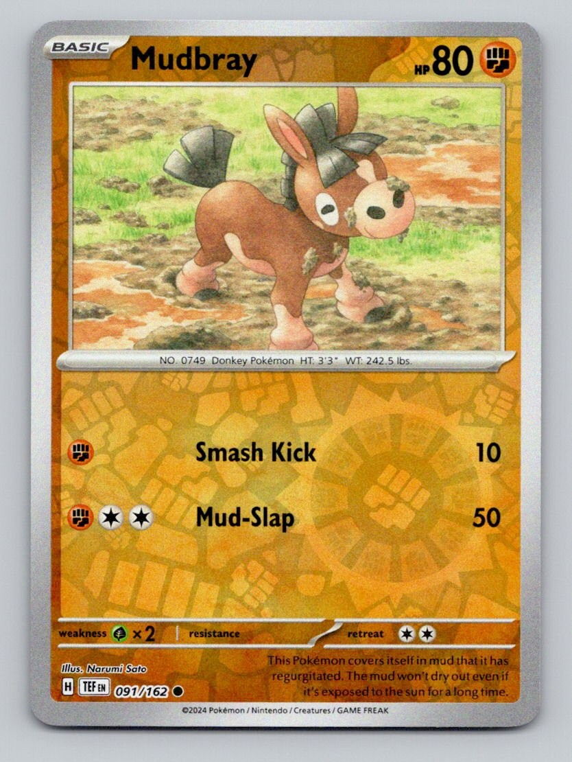 Mudbray 091/162 Common Temporal Forces Pokemon Reverse Holo Near Mint