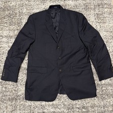 Chaps Ralph Lauren Men's Blue 3 Button Sport Coat Blazer Jacket Size 46L