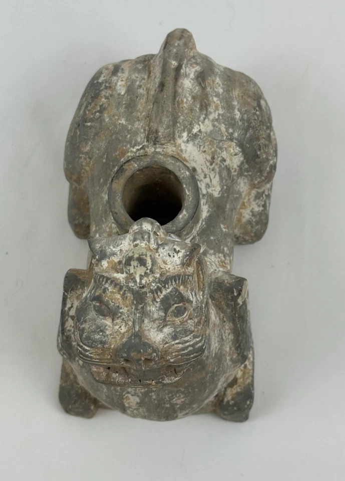 Винтажная/антикварная китайская полая керамическая фигурка собаки Фу - Изображение 3 из 4