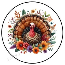 THANKSGIVING TURKEY WITH FLOWERS ENVELOPE SEALS LABELS STICKERS PARTY FAVORS