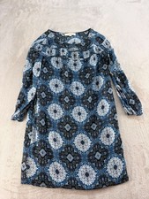 Ann Taylor LOFT Blue Black Printed Shift Dress XS 3/4 Sleeve Chic Style