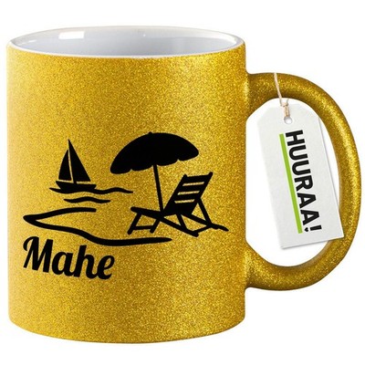Glitzertasse Mahe Inselmotiv Seychellen Geschenkidee Mahe Geschenk Präsent Mitbr