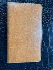 Vintage Genuine Pigskin Planner Cover Whiskey Tan Pen Loop Slim Profile 7” X 4”