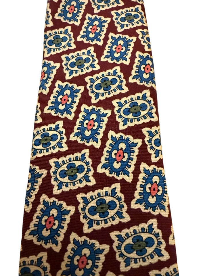 Corbata de seda para hombre Charles Tyrwhitt marrón y azul patrón Jermyn Street LONDRES Foto 2 de 4