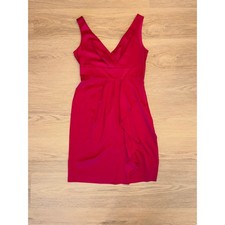 Banana Republic hot pink/fuchsia v-neck dress satin tank dress w/ ruffle size 4