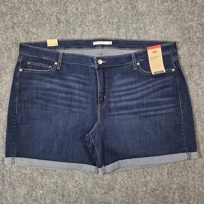 NWT Levi's Shorts Womens 26W Mid-Length Hypersoft Jean Blue Mid Rise Cuffed