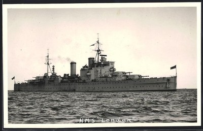 Fotografie Wright & Logan, Southsea, Kriegsschiff der Royal Navy HMS London, Sc 