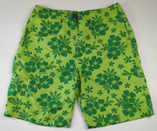 VTG Abercrombie XL Original Tugger Swim Trunks Green Floral Bungee Cord Y2K Rare