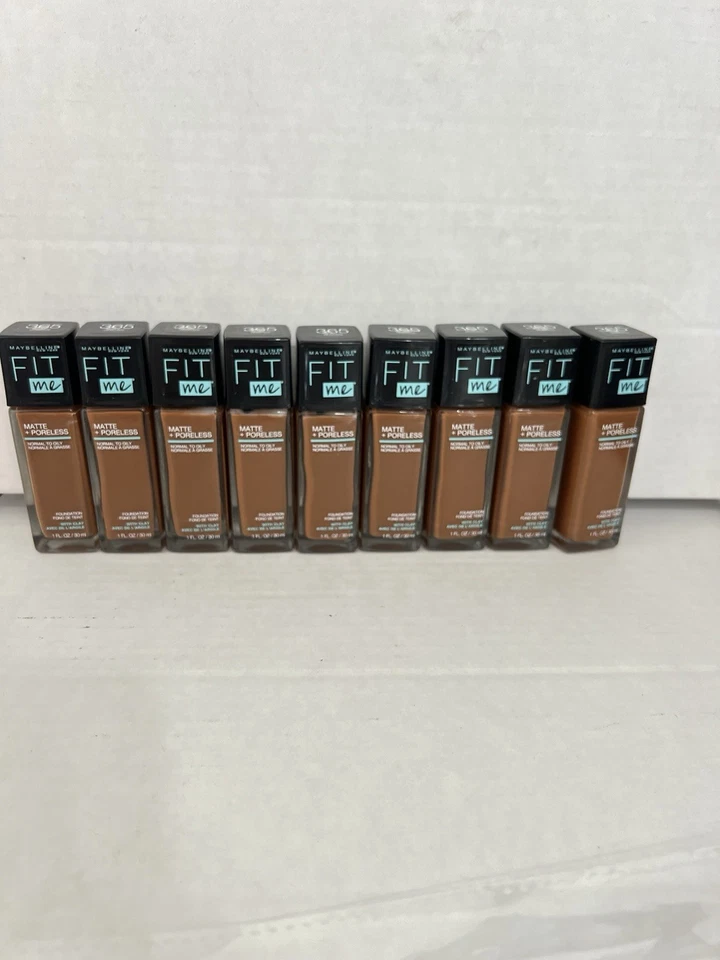 Lot Of 9 Maybelline Fit Me Matte Poreless Foundation Deep Shades Clay 365 Nutmeg - Image 4 of 4