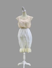 Edwardian 1918  1925 Cotton Lingerie Set   Blush Camisole  Lace Bloomers   S