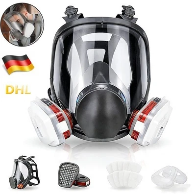 Staubmaske Gasmaske Lackiermaske Atemschutz Vollmasken mit Aktivkohle Filter DE - Bild 1 von 4