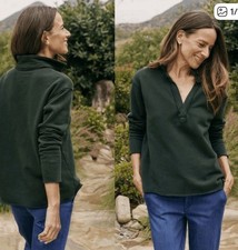 Frank Eileen Patrick Triple Fleece Popover Henley Sweatshirt M Evergreen