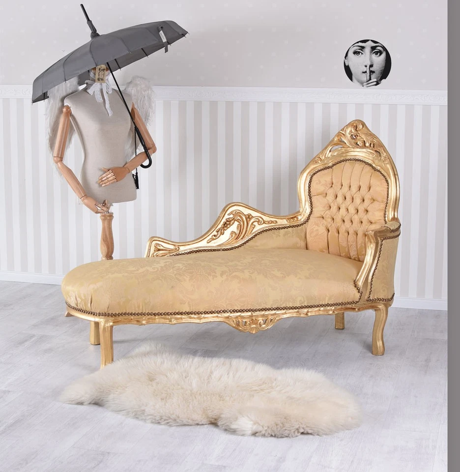 Chaiselounge rokoko Palast Barock Liege gold Sofa Kanapee Couch Polstersofa - Bild 4 von 4