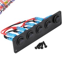 5 Gang Rocker Switch Panel Circuit Breaker LED RV Car Marine Boat 12/24V ON/OFF