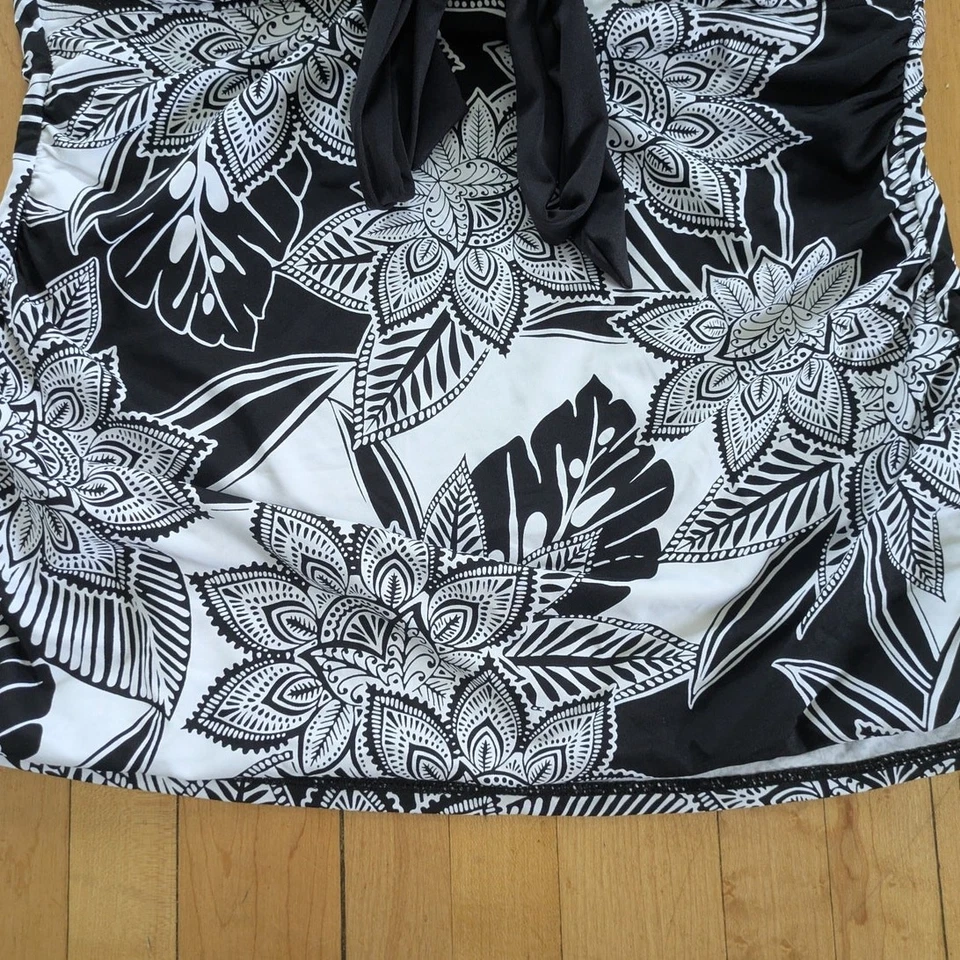 Bikini Tankini Hawaiano LRL Ralph Lauren Talla 12 Blanco Negro Floral Una Pieza Foto 3 de 4